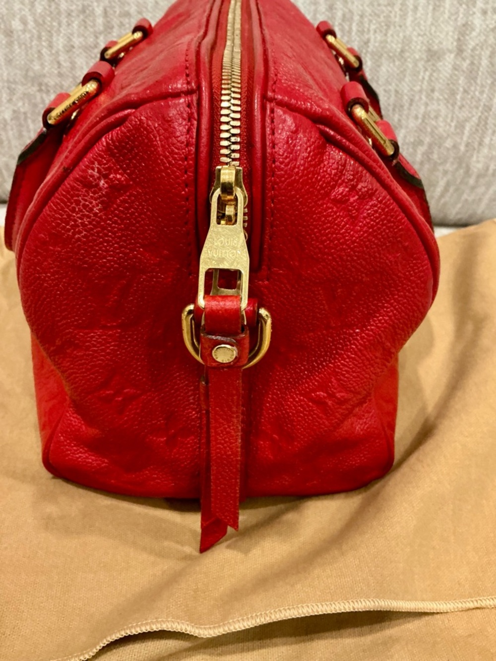 ✨💎Louis Vuitton💎✨Red Empriente Leather Speedy 25 Bandoulière - Picture 3 of 13